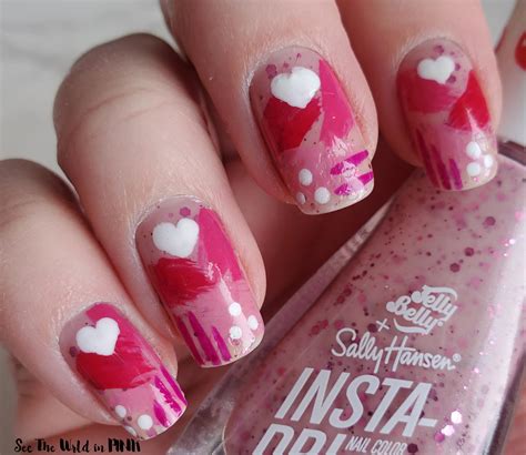 Manicure Monday Abstract Pink Heart Nails See The World In Pink