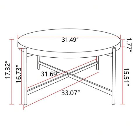 Modern Thread Design Round Coffee Table Mdf Table Top With Cross