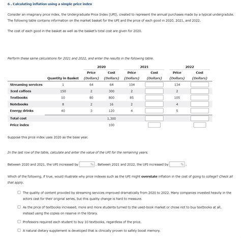 [solved] 6 Calculating Inflation Using A Simple Price Index Consider Course Hero