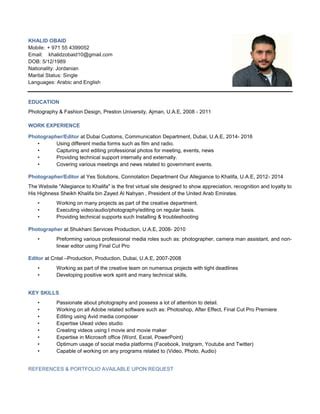 Khalid Obeid Cv Pdf