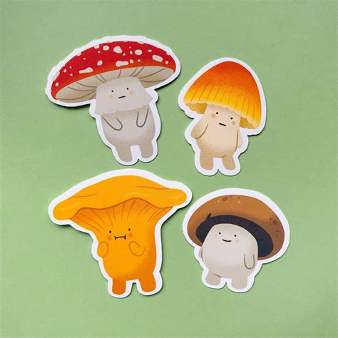 Mushroom Vinyl Sticker Pack Cute Mushroom Stickers Etsy