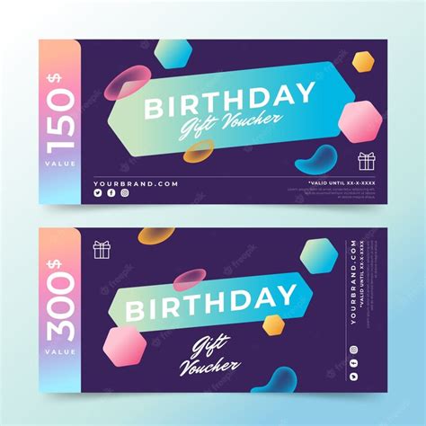 Premium Vector | Gradient birthday gift voucher template