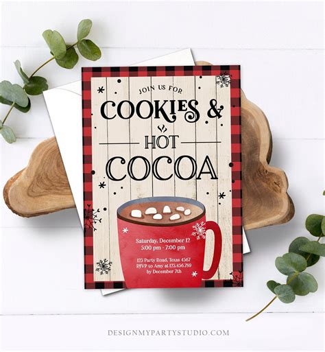 Editable Cookies And Cocoa Invitation Hot Cocoa Party Invite Etsy