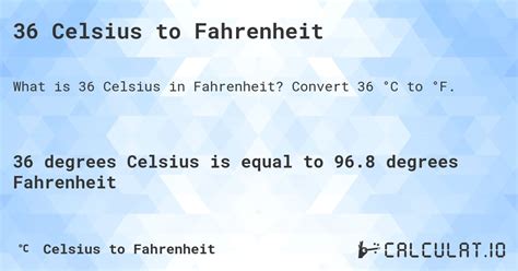 36 Celsius to Fahrenheit - Calculatio