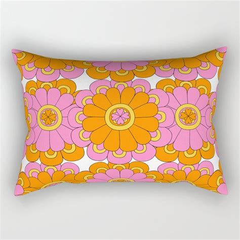 70s Flowers Rectangular Pillow By Chris Uphues Small 17 X 12