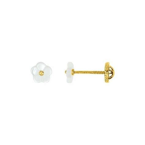 Achat Boucles D Oreilles Fleurs En Or Jaune Et Nacre Blanche