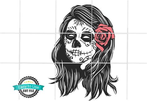 Girl Skull Svg Sugar Skull Svg Cut File And Clipart For Etsy