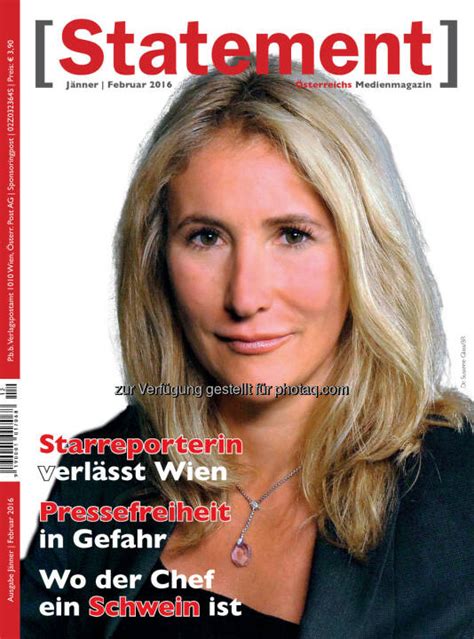 Susanne Glass Titelbild Des österreichischen Medienmagazins [statement] Ausgabe Jänner Februar