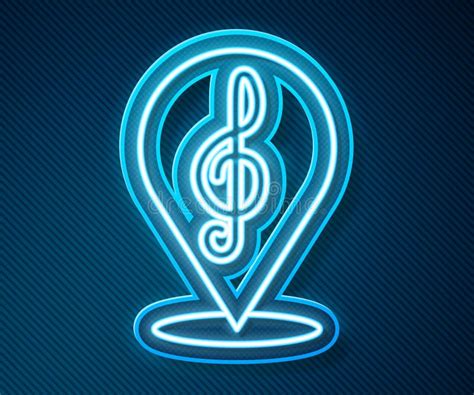 Glowing Neon Line Treble Clef Icon Isolated On Blue Background Vector