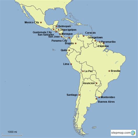 Map Of Central And South America With Capitals - Winne Karalynn