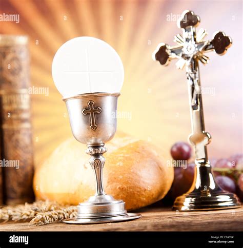 Holy Communion Bread Wine Stock Photo Alamy