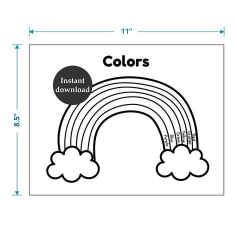 Rainbow Coloring Page For Preschool Kids Learning The Colors Activity