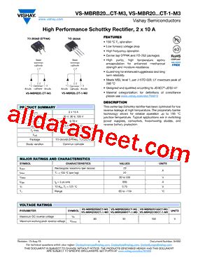 Vs Mbr Ct M Datasheet Pdf Vishay Siliconix