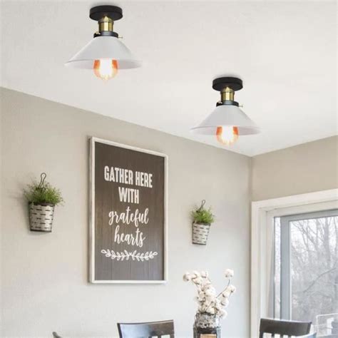 LUSTRE SUSPENSION UNI Lot de 2 Lustre Industrielle en Métal Blanc