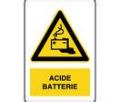 Panneau De Danger Vertical Acide De Batterie Contact Virages