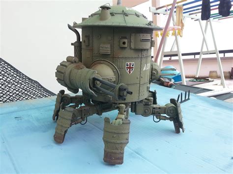 Mechanized dieselpunk walking tank scale model made by Michael Sng ...