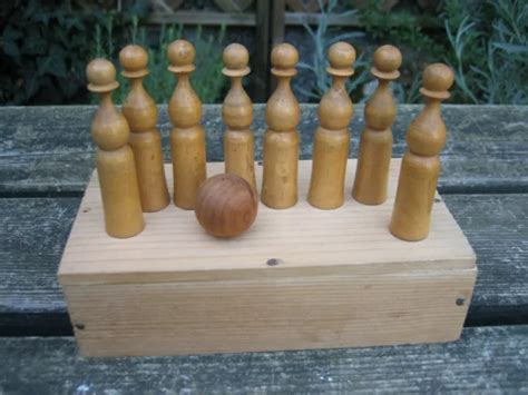 Jouet Ancien Jeu De Mini Quilles En Bois Buis Boule Eur