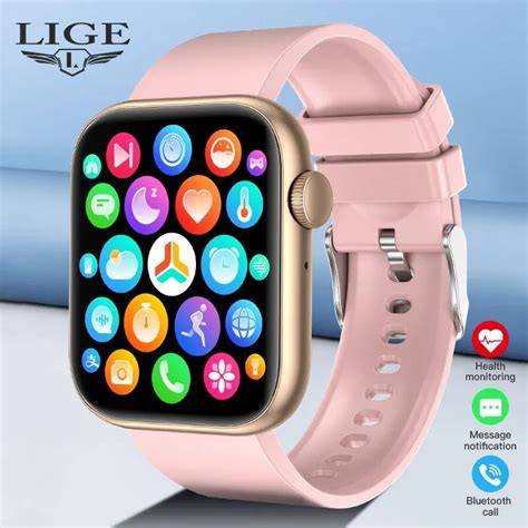 Lige Full Touch Screen Smart Watch Para Mulheres Bluetooth Call Relógios Impermeáveis Sport