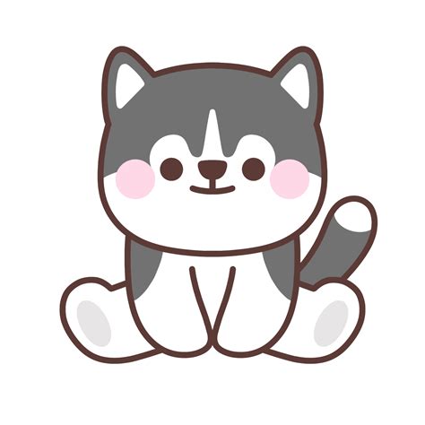Cute siberian husky dog sitting.Animal cartoon character design