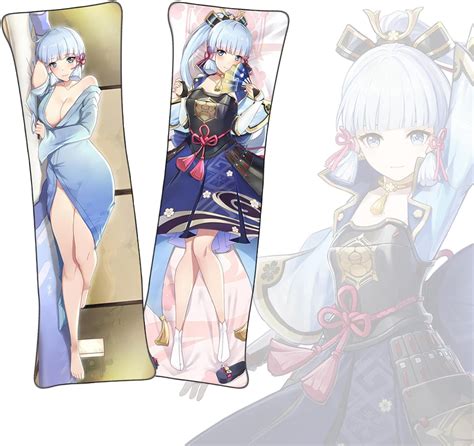 Dakimakura Genshin Impact Kamisato Ayaka Dakimakura Anime Body Pillow Cover Short Plush