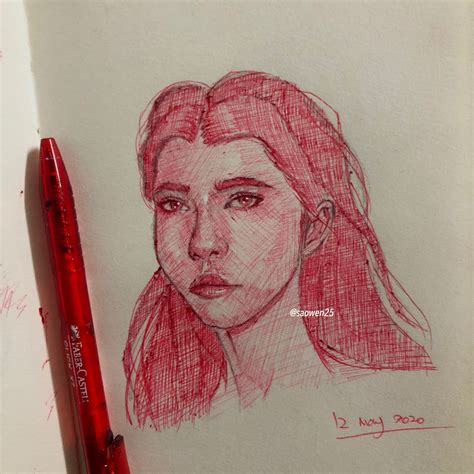 Red pen | Art pens, Drawings, Male sketch