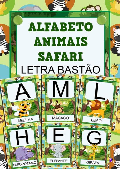 Alfabeto Animais Safari Letra Bastao Pdf Imprimir Digital Elo