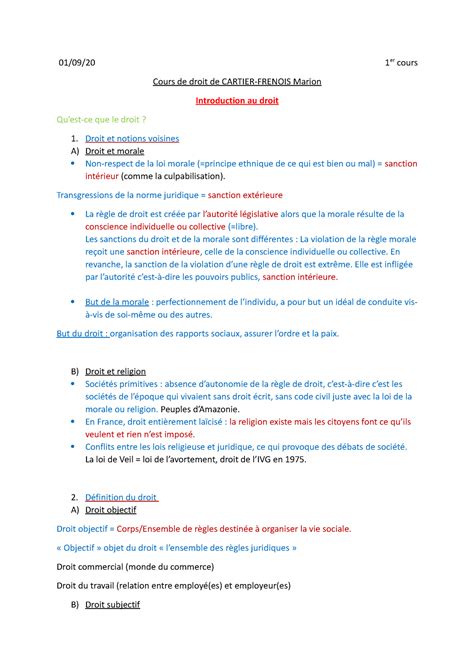 Introduction Au Droit Part Er Cours Cours De Droit