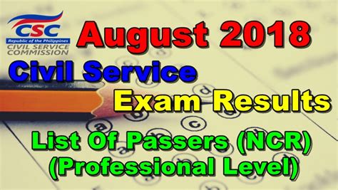 August 2018 Civil Service Exam Results Ncr Passers Professional Level