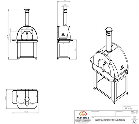 Forno De Pizza A Lenha Garden Empire M910EX Grande Grafite Metávila