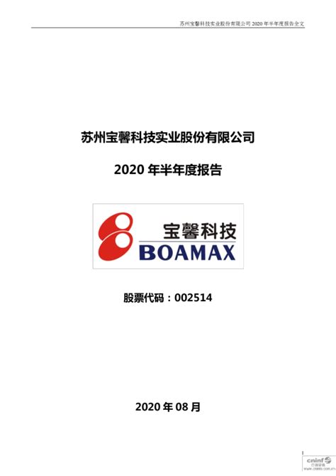 宝馨科技：2020年半年度报告