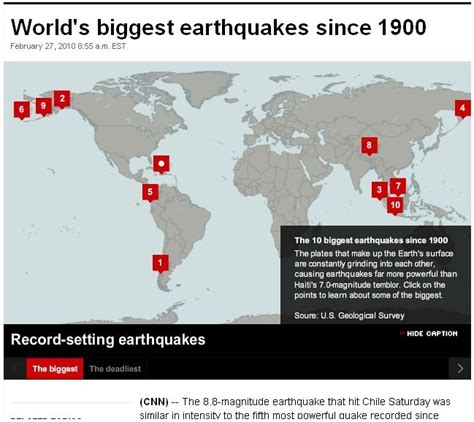 Worlds Biggest Earthquakes Since 1900 Interactive Map School