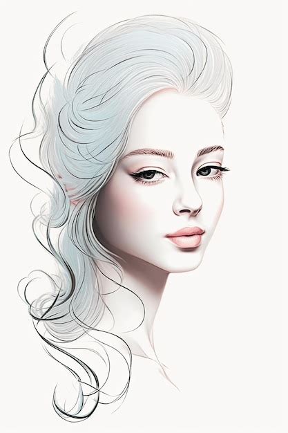 Premium Ai Image Rococo Style Minimal Woman Face Illustration