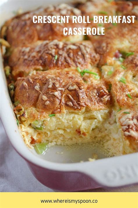 Easy To Make Crescent Roll Breakfast Casserole With Eggs Bacon And