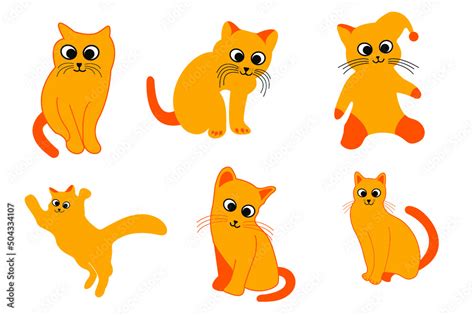 Cartoon Cat Poses Set Design Template Stock Vector Adobe Stock