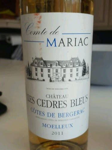 Comte de Mariac Château Les Cedres Bleus Côtes de Bergerac Moelleux