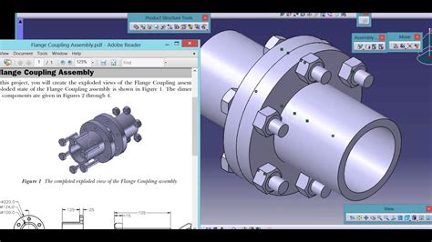 Flange Coupling Assembly And Part Modeling In Catia V5 Catia V5