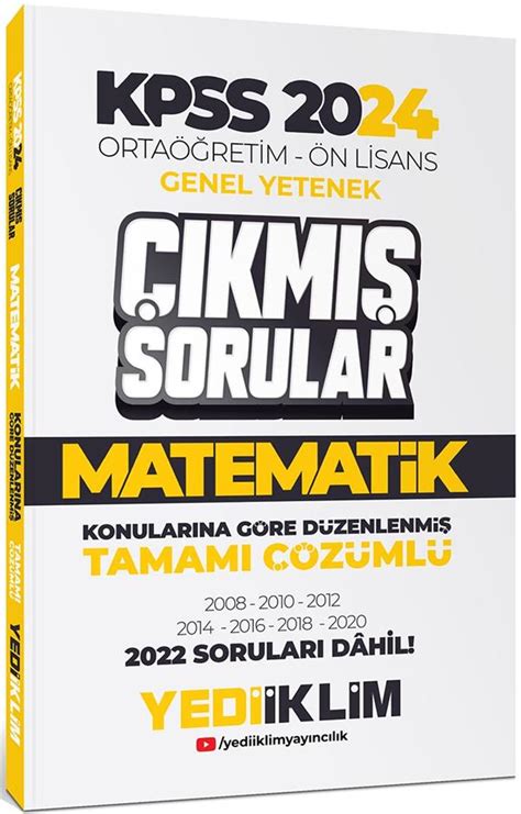 Yediiklim Yayınları KPSS 2024 Ortaöğretim Önlisans Matematik Konularına