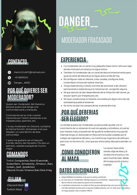 Cv De Danger Consigna Tarea Acad Mica Danger Experiencia Fui