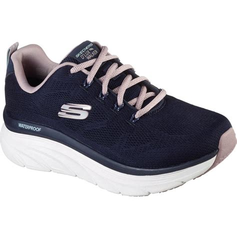 Women's Wide Fit Skechers 149810 D'Lux Walker Get Oasis Sneakers - Navy ...