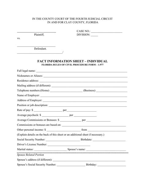 Clay County Florida Fact Information Sheet Individual Fill Out Sign Online And Download