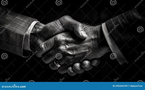 Handshake between Black and White Handshake Isolated on Black Handshake ...