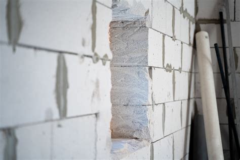 Hollowed Out Hole For A Window In An Aerated Concrete Brick Wall