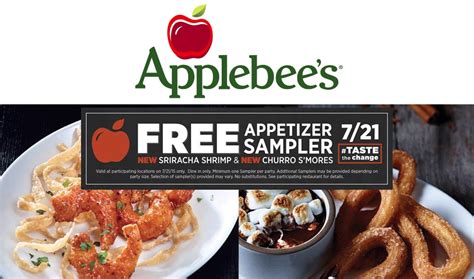 Applebees Coupons Free Appetizer Sampler The 21st At Applebees