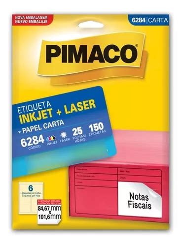 Etiquetas 6 Pimaco 84 67x101 6 Papel A4 Adesiva Inkjet Laser MercadoLivre