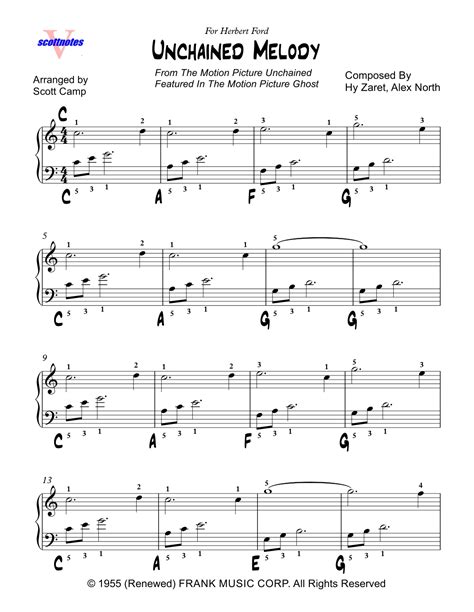 Unchained Melody Arr Scott Camp By Al Hibbler Sheet Music For Easy