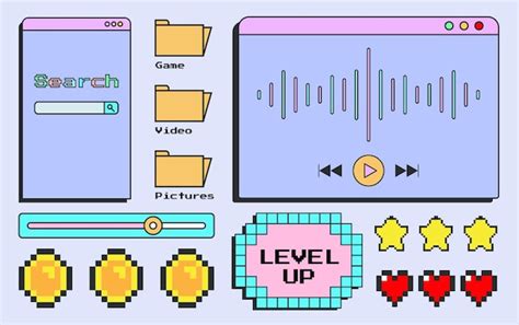 Premium Vector S Retro User Interface Elements Cute Nostalgic