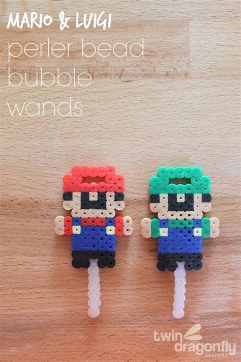 Mario Luigi Perler Bead Bubble Wands Dragonfly Designs Perler