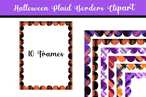 Halloween Plaid Scallops Borders Clipart Graphic By Pinkpearly