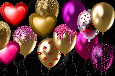 Valentine's Day Balloons Clipart By Digital Curio | TheHungryJPEG