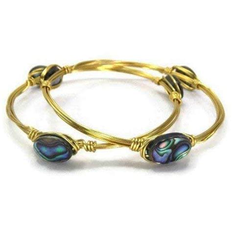 Amazon Wire Wrapped Abalone Shell Bangle Bracelet Set Handmade